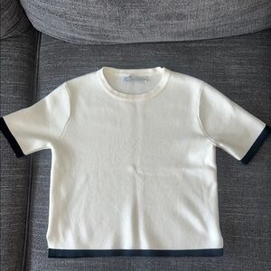 White and Black Trim Business Casual Shirt